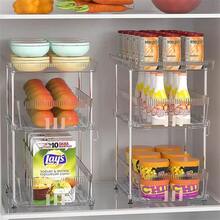 2 Sets 3 Tier Clear Bathroom Organizers, Pull Out Organizer And Storage With 2 Cups, Slide Out Drawer Storage Container With 6 Dividers, Multi-Purpose Bathroom Organizer, Kitchen Under Sink Organizer - 白色 - 查看 5