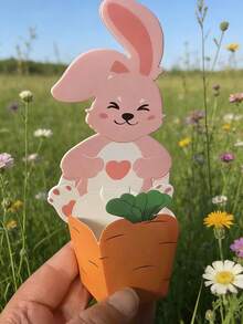 20pcs Easter Gift Set (10 Rabbit Cards + 10 Carrot Gift Boxes) - Candy And Jewelry Gift Boxes For Holiday Packaging And Easter Candy & Spring Celebration Decoration - Multicolor - View 8