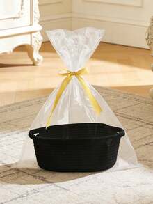 This Is A Hand-Woven Gift Basket And Storage Basket Made Of Rope, Very Suitable For Storing Snacks, Toys, Gifts, Cosmetics, Toiletries, Etc. This Is A Multi-Functional Oval-Shaped Storage Basket, Very Suitable As A Holiday Gift, For Daily Home Use, And For Storing Gifts. - Ribbon Gift Basket - View 6