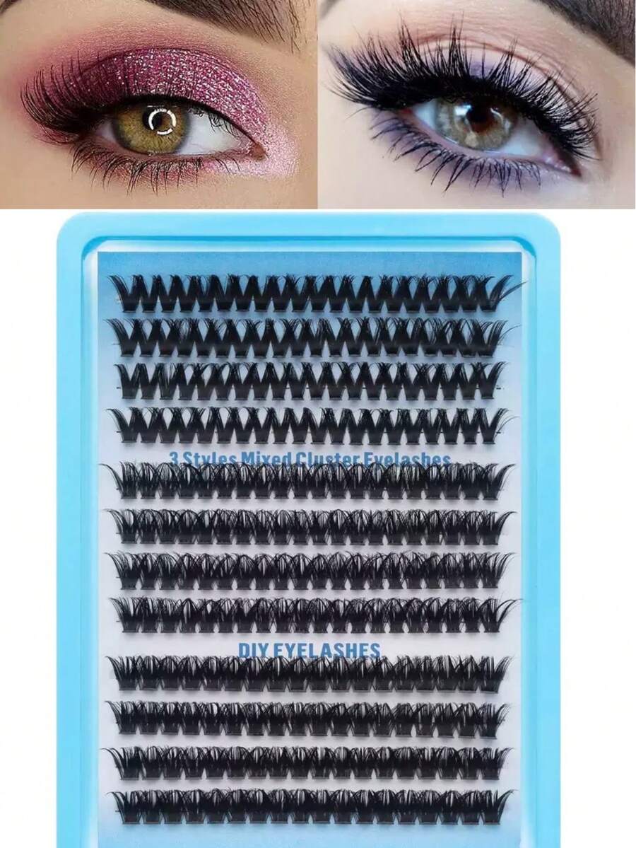 232pcs Segmented Individual Cluster False Eyelashes, Curled, Thick, Soft, Suitable For Women Party & Date, Easy To Use - D - View 1