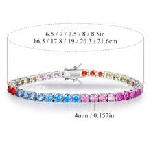 MDFUN 4.0mm Rainbow Tennis Bracelet, 18K White Gold/Yellow Gold Plated Colorful Round Cubic Zirconia Jewelry Gift For Women - 4mm - White - View 6