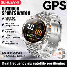 KENPANG ساعة ذكية رياضية خارجية جديدة لعام 2026 للرجال، تحديد المواقع GPS+Beidou، شاشة AMOLED HD 1.46 بوصة، مع مكالمات بلوتوث، مساعد صوتي، وظيفة التذكير، مقاومة للماء 3ATM، ضوء LED، أكثر من 100 وضع رياضي، قياس الارتفاع/الضغط الجوي/البوصلة، بطارية 540 مللي أمبير، متتبع لياقة صحي متوافق مع iOS و Android - متعدد الألوان - مشاهدة 16