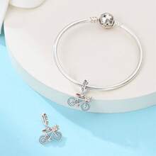 1 件镀银旅行系列饰品 - 红色巴士珠、新冒险珠、自由骑行吊坠、旋转自行车吊坠、浪漫电动自行车吊坠、红色旅行车珠、探险车珠，适用于原装蛇骨链手链、项链和串珠 DIY 首饰制作，奢华闺蜜礼物 - 彩色 - 查看 7