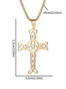 1PC New Fashion European And American Cross Irish Celtic Knot Pattern Stainless Steel Necklace Men's And Women's Sweater Chain Versatile - Fashion - View 9