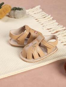 1 Pair Fashion Versatile Embroidered Flower Sandals, Soft Bottom Pre-Walker Shoes, Suitable For Infants And Toddlers, Party And Holiday Occasions - Apricot - View 5