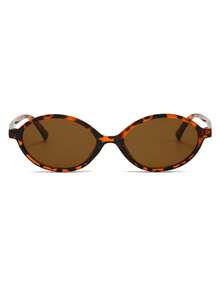 1 Pair Women's Leopard Print Oval PC Frame Vintage Fashion Glasses, For Street Style And Runway - Multicolor - View 3