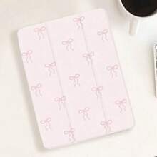 1pc Minimalist Pink Bow Design Tablet Protective Case, Compatible With IPad 10.2", IPad Pro 11" 2021/2020/10th Gen, IPad (A16) 11" 11th Gen 2025, IPad 8th/9th/10th Gen, Galaxy Tab A8 10.5" 2022, Matepad 10.4"/Tab, With Pencil Slot, Anti-Drop, Tablet Stand Protective Cover, Romantic Gift For Family And Friends - Multicolor - View 3
