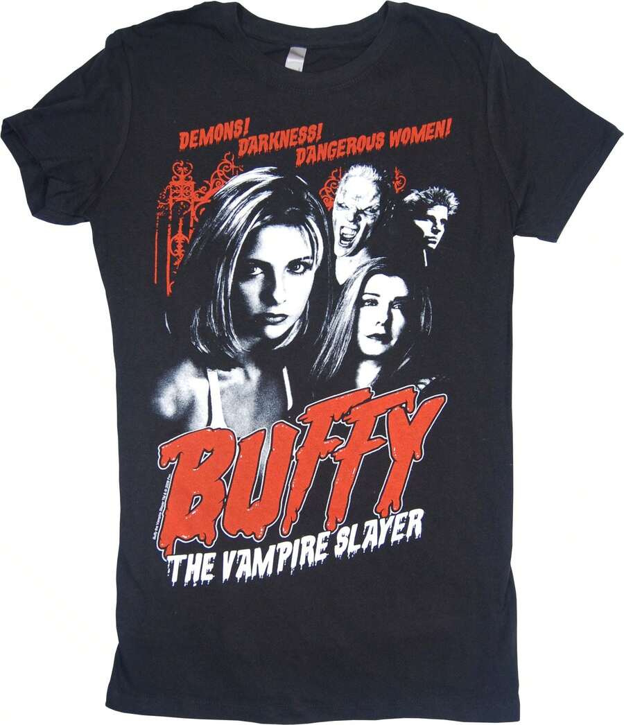 Buffy The Vampire Slayer Junior T-Shirt Cult Poster Officially Licensed - Svart - Visa 1