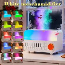 8种白噪音模式加湿器，12色火焰香薰机，RGB可调USB供电夜灯 - 彩色 - 查看 4