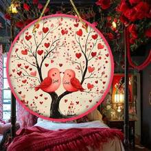 1个2D平面经典心形木质欢迎牌，2D花环装饰牌，家居装饰，多用途门挂墙饰，适用于后院、露台、海滩酒吧、卧室，送给朋友和同事的独特礼物 - 彩色 - 查看 5