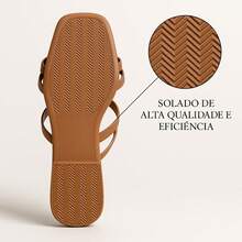 Women's Casual Sandal With Glitter And Rhinestones, Straps And Square Toe - Luxurious And Comfortable - 棕色 RF04 - 查看 3
