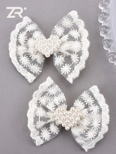 2 st broderihårbågar alligatorklämmor kärlekspärldekor utsökta rosetthårspännen kvinnor håraccessoarer för vardagen