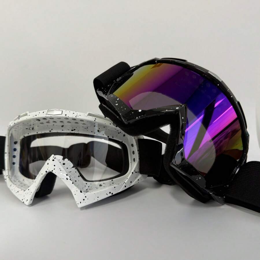 新款防风防尘摩托车护目镜 越野骑行滑雪护目镜 - 彩色 - 查看 1