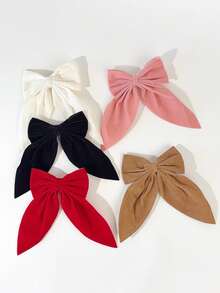 5 pièces Pinces à cheveux en velours pour enfants, accessoires capillaires simples et polyvalents - Multicolore - Voir 4