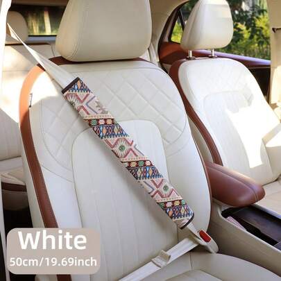 Bohemian Car Seat Belt Covers, Cotton Linen Material, Available In 30cm/50cm Sizes
