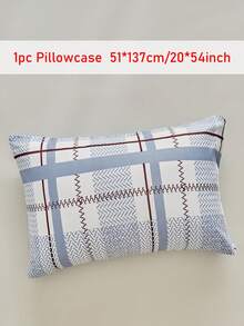 1/2pcs Blue Minimalist Plaid Printed Polyester Pillowcases, Soft Breathable Pillow Shams, Modern Throw Pillow Cover For Sofa Couch, Without Insert - Blue - View 8