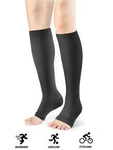 1/2/4双装女士压缩小腿袜，运动健身网球袜，跑步紧身过膝袜，情侣袜 - 彩色 - 查看 7