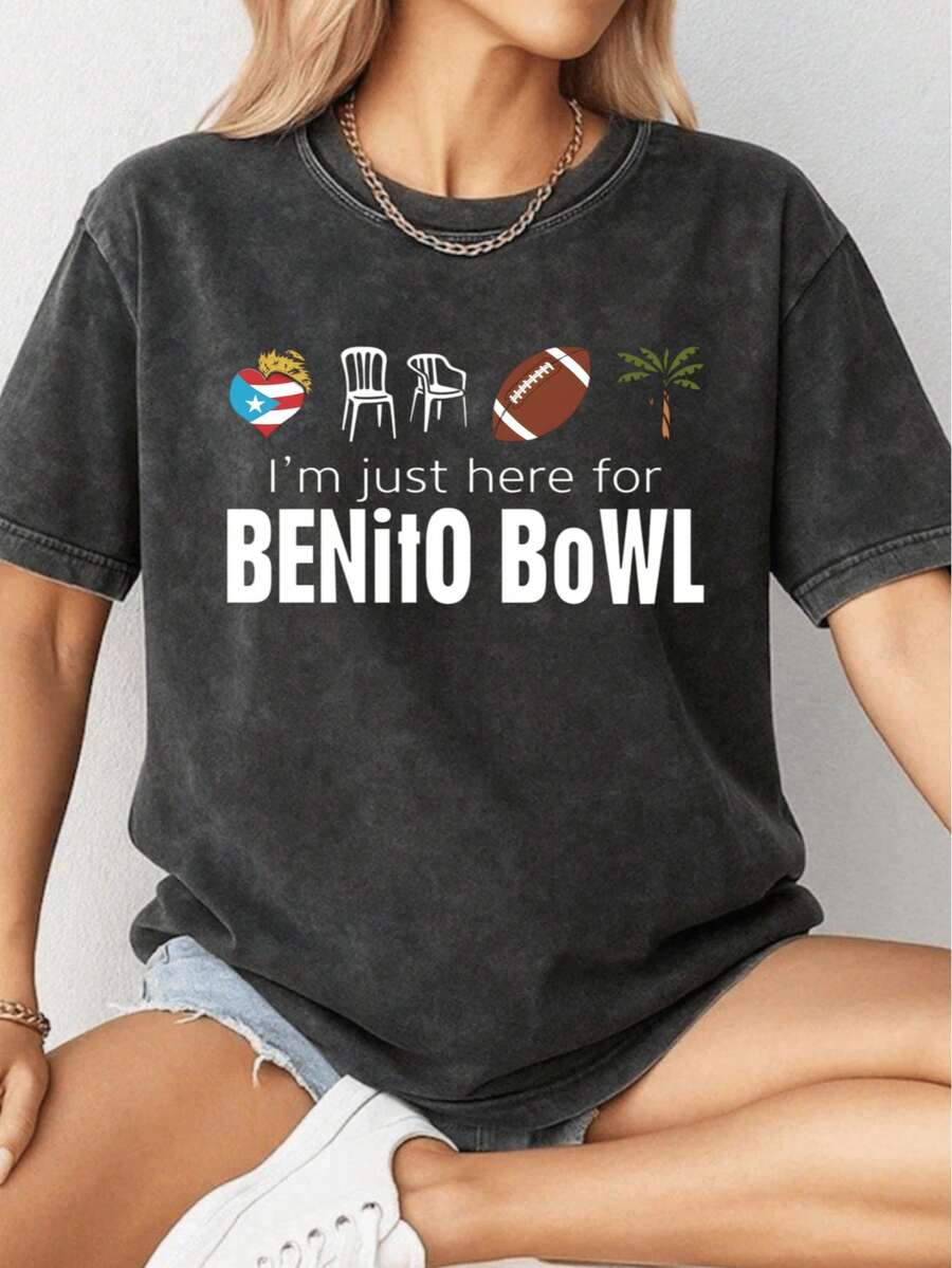 Bad Bunnny Haftime Benito Bowl Show M8327 Posters And Art Prints111 Washed T Shirt - 黑色 - 查看 1