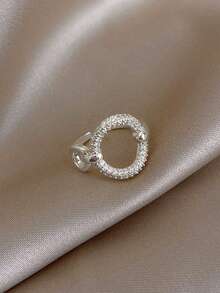 1個圓形幾何圖形中空開口戒指 - 復古銀色 - 查看 7