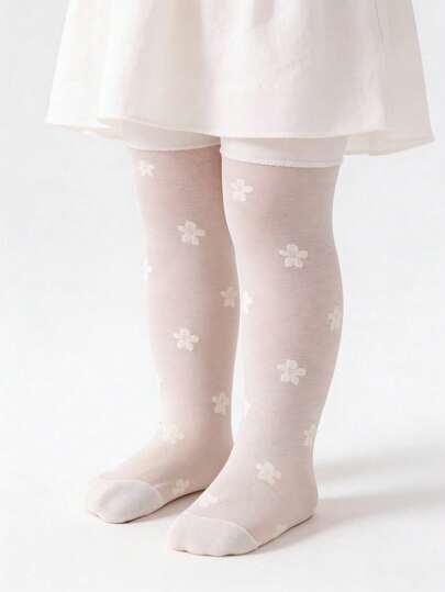 婴儿花卉提花网眼踩脚裤——度假季的理想之选，完美搭配法式乡村风格服装