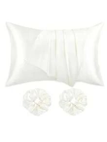 2PCs Satin Pillowcase Set And 2pcs Elastics Ponytail Holder Vegan Silk Satin, Envelope Closure, Protect Hair And Skin - Multicolor - View 5