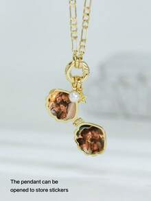 定制照片项链，照片吊坠，妻子项链，个性化贝壳形照片项链，定制图像项链，蝴蝶项链，青少年款 - 金色 - 查看 5