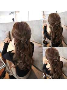 1 Piece / Retro Simple Round Side Clip, Geometric Hairpin Top Clip Hairpin Head Clip - Multicolor - View 4