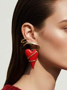 一对复古时尚心形耳环，手工制作，奢华复古风格，适合女性日常佩戴、节日庆典或婚礼派对等场合。 - 心形 - 查看 1