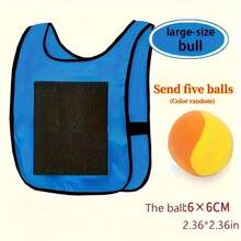 1pc Family Fun Sticky Ball Game Set, 1 Vest, 5 Small Balls, 5 Tails, Suitable For Ball Games, Interactive Throwing Sticky Target Dodgeball, Garden Outdoor Toys, Durable Material, Suitable For Outdoor Group Games (Ball And Tail Colors Random) - Multicolor - View 6