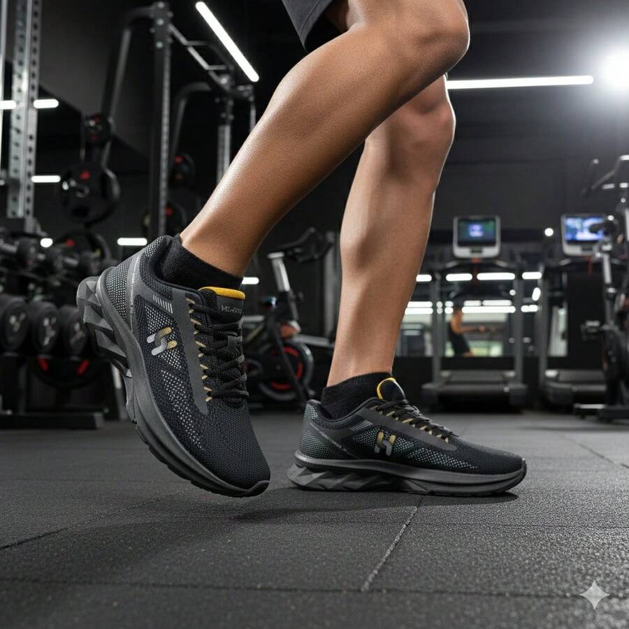 Men's Athletic Shoes For Gym Training, Running, Fitness, Soft, Lightweight, Affordable, New Release - Vàng đen - Xem 1