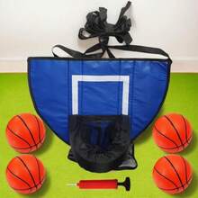 ASDF-Aro De Baloncesto De Trampolín Trampolín De Baloncesto con 4 Pelotas Y Bomba Accesorios para Cama Elástica De Interior Y Exterior para Niños Y Adultos - Azules - Ver 7