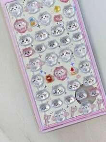 3D可爱胶水小霸兔装饰贴纸，3D贴纸，可用于手部、水瓶、桌面、礼品等，多功能儿童装饰贴纸（部分款式可能存在色差，随机发货） - 彩色 - 查看 12