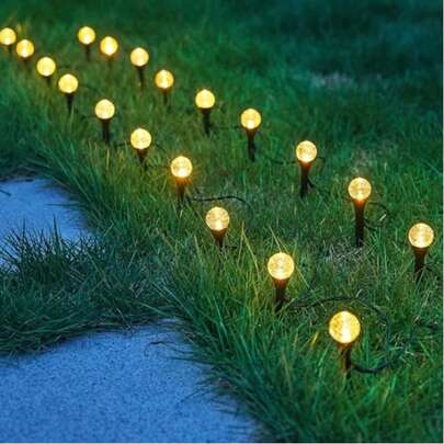 Solar Powered Outdoor Bubble Ball Pathway String Lights (Ground Version) 10/20/30 Packs With 8 Lighting Modes IP44 Waterproof For Valentine's Day Festival Garden Lawn Yard Pathway Decoration