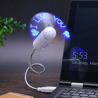 LED Clock Fan, USB Powered Portable Desktop & Laptop Cooling Fan With Time Display,Cute Stuff,Mother's Day Gift,Bedroom Decor,Garden,Kitchen Decor,Summer,Beach,Travel Essentials,Room Decor,Squishy,Graduation