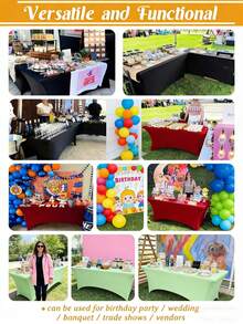 1件长方形涤纶桌布，可覆盖整个桌面，抗皱，可水洗，弹性好且贴合桌面，适用于室内、室外、露台、野餐、露营、派对、婚礼、宴会等场合。