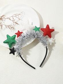 1个国旗元素闪光五角星发箍，4种颜色（黑、白、红、绿），爱国氛围配饰 - 彩色 - 查看 2