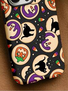 Hallows' Day Circular Ghosts, A Black Cat, Pumpkin Lanterns And Candies  Elements Two-In-One Matte Texture Phone Case Suitable For Compatible With Iphone17,17Air,16, 15, 14, 13, 12, 11, PRO MAX,PLUS,X,XS,XSMAX,As Well As , Galaxy S21/22/23/24/25 Ultra/FE+,NOTE20 Ultra,A71/56/55/54/53/52/36/35/34/26/25/23/16/15/14/13/06 - 彩色 - 查看 4