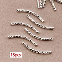 15pcs 18K Gold Tube Spacer Beads Curved Noodle & Long-Lasting Brass Twist Beads For DIY Necklace Bracelet Jewelry Making Findings - Multicolor - View 24