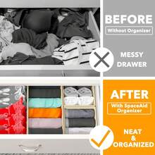 Nuova scatola e organizer in tessuto non tessuto - inodore, pieghevole, salvaspazio, anti-polvere e anti-umidità, adatto per casa e dormitorio, conservazione di indumenti nell'armadio/organizzazione della camera da letto/casa in affitto, organizer per lo stoccaggio, essenziale per i viaggi - Beige - Visualizzare 6