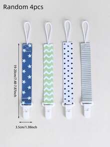 4个/套双面花朵奶嘴夹，婴儿磨牙玩具挂绳防丢夹，随机图案