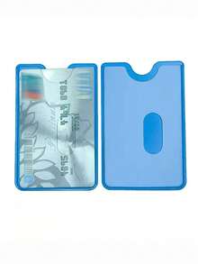 Anti-Magnetic Transparent Hard Credit Card Holder With Anti-Theft NFC Protection, Suitable For ID Cards And Credit Cards, Geometric Design With Colorful Frames, Made Of Durable PVC Material, Great For Daily Privacy Protection - Multicolor - View 4