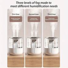 6.8L Air Humidifier For Sleep & Plant Care – Dual Mist Nozzles, 3-Degree Mist Output, Built-In Night Light, One-Touch Fill & Quick-Clean Design – Silent Operation For Bedroom, Office - 米色 - 查看 9