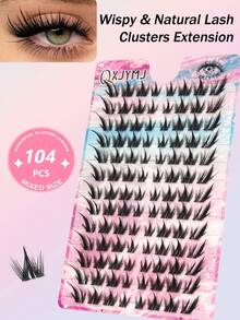 104pcs Natural Style False Eyelashes, Suitable For Beginners, Dog Eye + Lazy Girl Cute Fluffy Cartoon Series Segmented C-Curl False Eyelashes (Random Packaging), Individual False Lashes, Fake Eyelashes, Faux Lashes - C - View 2