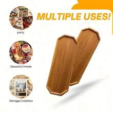 Oval Rustic Wooden Serving Platter - Acacia Wood Plate For Appetizers, Cheese, Bread, Fruits, Vegetables, Dips - Shallow Dinner Plate, Housewarming Gift - Rust Brown - View 4