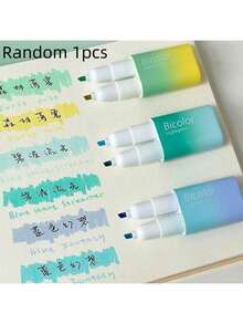 Dual-Tip Dual-Color Highlighter Pens, With Eye-Friendly Gradient Color Design, Fashionable Appearance, Suitable For Students To Highlight In A Colorful Way - Multicolor - View 13