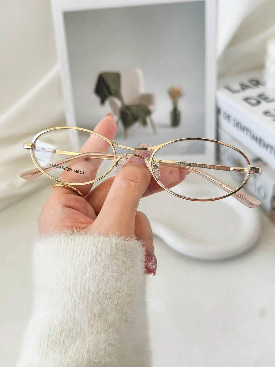 MELINDA MODA Women's Metal Oval Small Fashion Eyeglass Frame - C4 dourado - 查看 1
