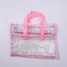 2026 Upgraded Version Large Capacity Transparent Waterproof PVC Handbag With Expandable Mesh Storage Bag - Portable For Office Supplies, School Files And Other Documents - Available In Pink, Green, Blue, Khaki, Also Comes With Document Storage Bag. Fashionable Storage Bag, PVC Material. - Multicolor - View 14