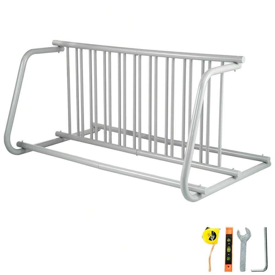 10 Holders Floor Bike Rack, 1.5m Length All-Steel Grid Bike Rack, 10-Bike Capacity Dual-Side Storage Stand For Garages Streets Yards Bike Events - Bicycle Parking Stand (10 Bikes) - View 1