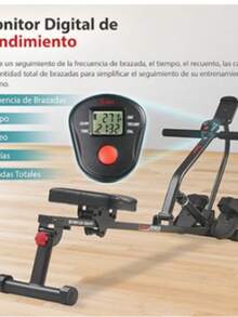 S un ny H ealt h & F itness Máquina de Remo Ajustable Compacta con 12 Niveles de Resistencia Ajustable con Aplicación SunnyFit® Opcional Conectividad Bluetooth Mejorada - Negro - Ver 2