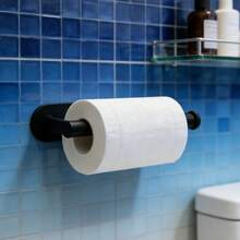 Stainless Steel Tissue Paper Holder, Wall Mounted Toilet Paper Dispenser, No Drilling Required For Bathroom - Black - View 3